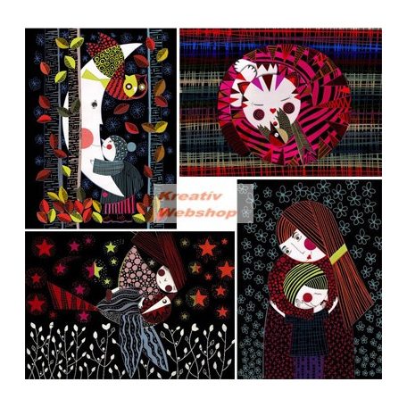 Kreatív hobby - Színes képkarcoló füzet 4 különböző színes képpel, karctűvel - Jó éjszakát!