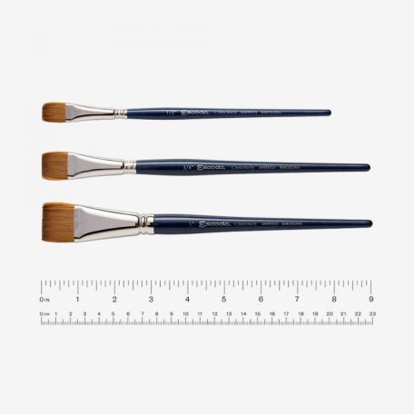 Ecset - Escoda Chronos - szintetikus és természetes szőrű ecset, rövidnyelű, lapos - 1/2-es méret