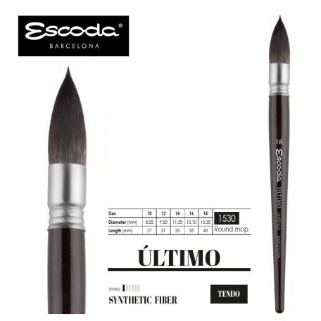 Ecset - Escoda Ultimo - szintetikus ecset, rövidnyelű, kerek elmosó - 12-es méret