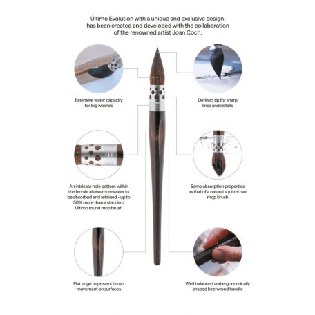 Ecset - Escoda Ultimo Evolution - by Joan Coch - szintetikus, szabadalmaztatott, nagy vízmegtartó képességű mop ecset - 20-as méret
