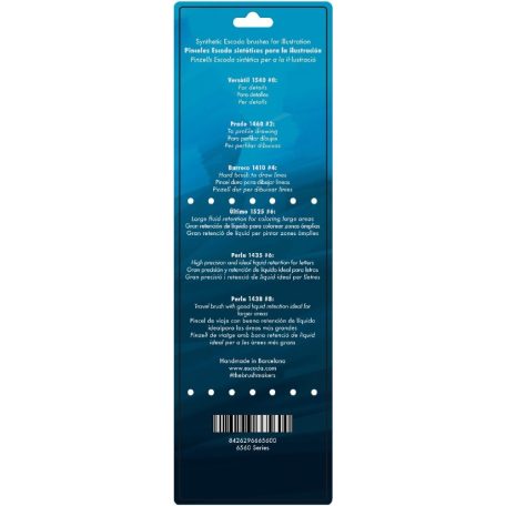 	 Ecset - Escoda 6560 Manga Set - szintetikus ecset szett, 6 db - Illusztrációhoz, Mangához