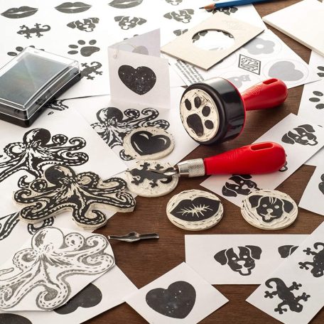 Művészlinókészlet - ESSDEE Lino Cutter and Stamp Carving Kit - 10 késsel és 5 körlinóval