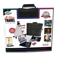 Óriás akril, olaj és akvarell utazó művészkészlet, hordozható alumínium festőállvánnyal - Royal Mixe