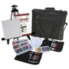 Óriás akril, olaj és akvarell utazó művészkészlet, hordozható alumínium festőállvánnyal - Royal Mixe