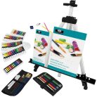 Óriás akril, olaj és akvarell utazó művészkészlet, hordozható alumínium festőállvánnyal - Royal Mixe
