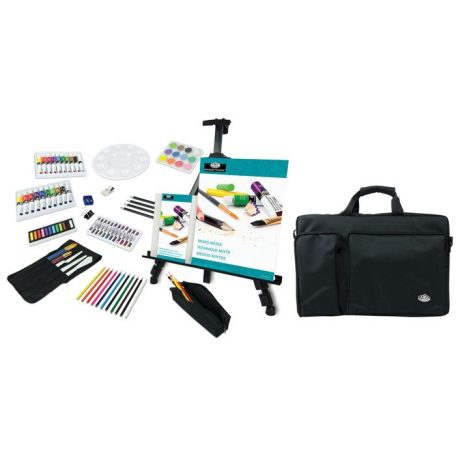 Óriás rajz- és festő művészkészlet, hordozható alumínium festőállvánnyal és utazótáskával - Royal Mi