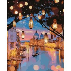 Számozott kifestő készlet vászonra 40x50 cm - Velence éjszaka