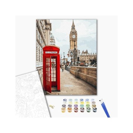 Számozott kifestő készlet vászonra 40x50 cm - Londoni életkép