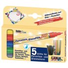 KREUL Üveg- és Porcelánfesték Készlet, Glitteres - 5 színű készlet - Alapszínek