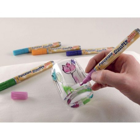 KREUL Üveg- és Porcelánfesték Készlet, Glitteres - 5 színű készlet - Alapszínek