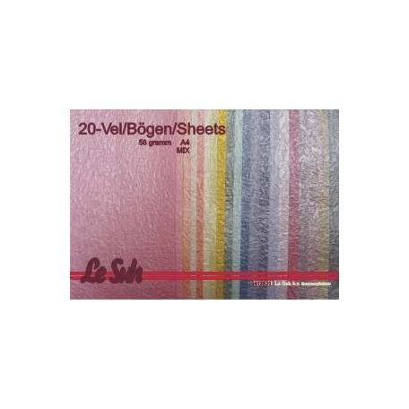 Selyempapír csomag - Csillogó felületű, gyöngyházfényű gyűrött selyempapír - 20 színű csomag, 58gr.,