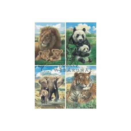 Oroszlán, panda, elefánt és tigris, 3D készlet