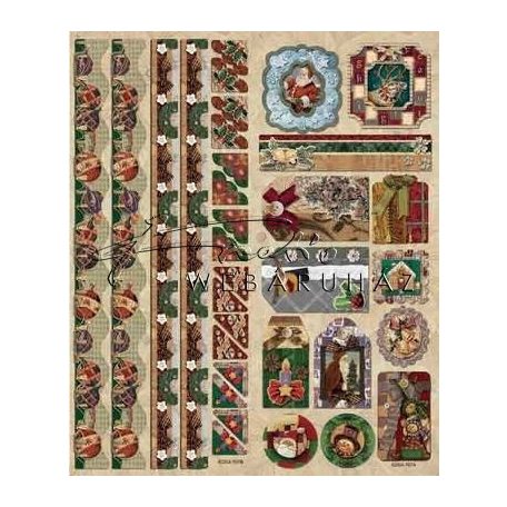 Dombornyomott dekormatricák - Karácsony és télapó, csíkokkal és sarkokkal, keretezett képekkel