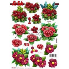 Piros virágok, előre kivágott Fázisos 3D képek