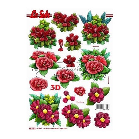 Piros virágok, előre kivágott Fázisos 3D képek
