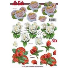 Rózsák, piros, fehér és lila, Fázisos 3D