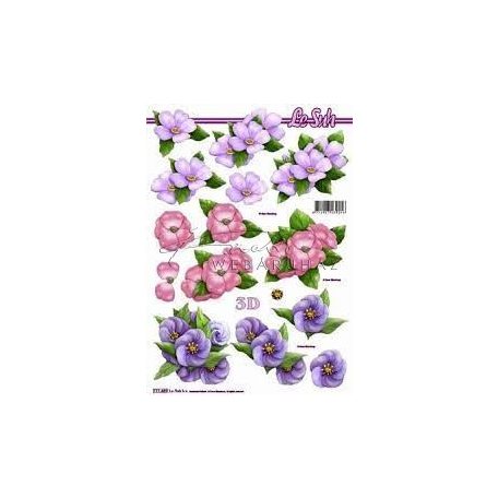 Lila, rózsaszín virágok Fázisos 3D