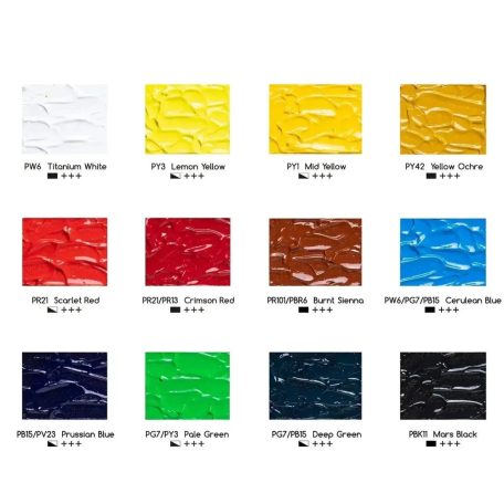 Akrilfesték készlet - MEEDEN Acrylic Paint Set, 12 Vibrant Colors 12x22 ml  - Alapkészlet