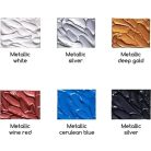 Akrilfesték készlet, sűrű - MEEDEN Heavy Body Acrylic Paint Set, 6 Metallic Colors (2 oz, 60 ml) - Metál színek 6 x 60 ml