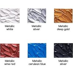   Akrilfesték készlet, sűrű - MEEDEN Heavy Body Acrylic Paint Set, 6 Metallic Colors (2 oz, 60 ml) - Metál színek 6 x 60 ml