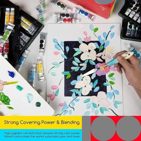 Akrilfesték készlet - MEEDEN Acrylic Paint Set, 100 Vibrant Colors 100x12 ml - 100 színű készlet