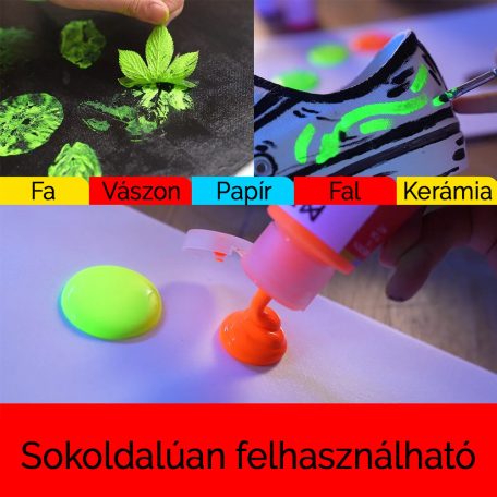 Akrilfesték készlet - MEEDEN Fluid Acrylic Paint Set, 6 Fluorescent Colors (2 oz, 60 ml)