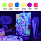 Akrilfesték készlet - MEEDEN Fluid Acrylic Paint Set, 6 Fluorescent Colors (2 oz, 60 ml)