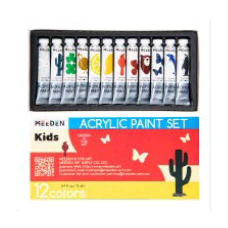 Akrilfesték készlet gyerekeknek - MEEDEN Acrylic Paint Set, 12 Vibrant Colors 12x12 ml - 12 színű alapkészlet