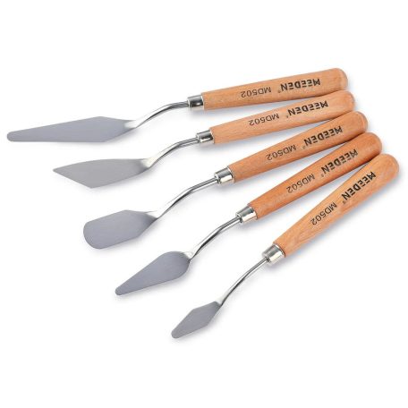 Festőkés készlet - MEEDEN Painting Mixing Scraper, 5 Pcs Artist Stainless Steel Painting Knife Set