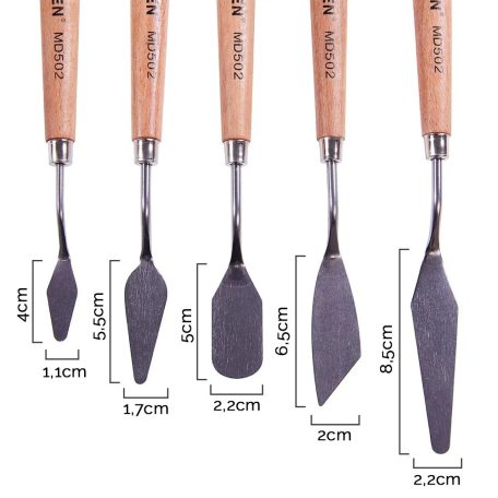 Festőkés készlet - MEEDEN Painting Mixing Scraper, 5 Pcs Artist Stainless Steel Painting Knife Set