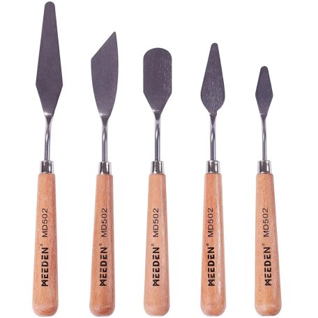 Festőkés készlet - MEEDEN Painting Mixing Scraper, 5 Pcs Artist Stainless Steel Painting Knife Set