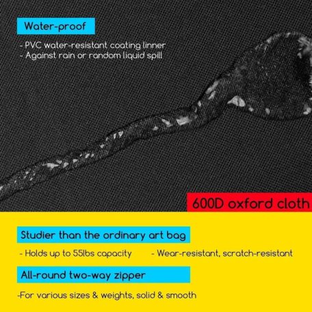 Portfolio táska, Nagyméretű - MEEDEN Studio Art Portfolio Case - Két rekeszes, két cipzáros, tolltartóval - 78x58x5cm, Táskafüles