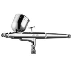   Airbrush készlet - MEEDEN White Mini Airbrush Kit, Dual-Action Gravity Feed 0.5mm Airbrush, 12 Colors Airbrush Paint Set