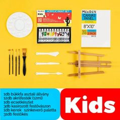   Akrilfestő készlet festőállvánnyal - MEEDEN Kids Acrylic Painting Kit with Wood Table Easel
