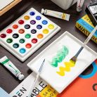 Színkeverő paletta -  MEEDEN 24-lyukú kerámia paletta fedéllel