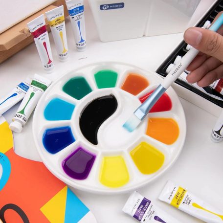 Színkeverő paletta - MEEDEN 12-Well Round Porcelain Palette