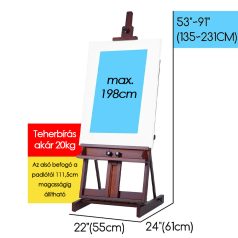   Műtermi festőállvány, nagyméretű, dió - MEEDEN Classic Large H-Frame Studio Easel for Heavy Duty Walnut Color