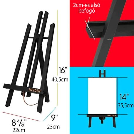 Asztali Festőállvány, fekete fenyő - MEEDEN A-Frame Tabletop Easel 40,5cm