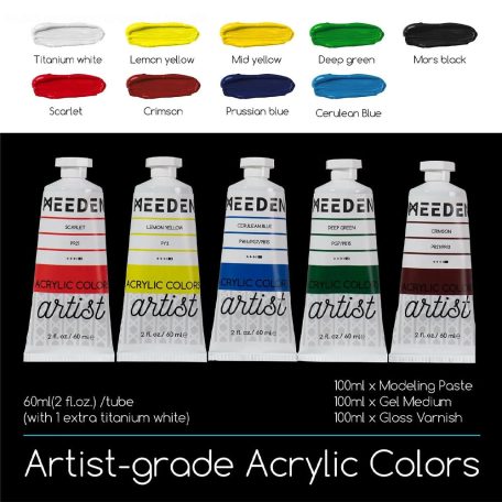 Festőkészlet festőálvánnyal - MEEDEN Artist Acrylic Painting Set with Sketch Easel Box