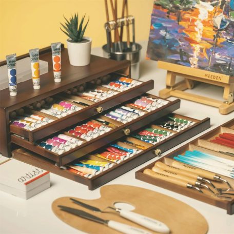 Festődoboz, dió - MEEDEN 4-Drawer Art Supply Storage Box