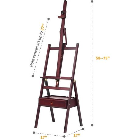 Festőállvány, műtermi, fiókos, előredönthető - MEEDEN Tilt H-Frame Studio Easel