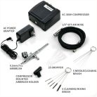 Airbrush készlet - MEEDEN Black Mini Airbrush Kit, Dual-Action Gravity Feed 0.5mm Airbrush, 12 Colors Airbrush Paint Set