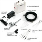 Airbrush készlet - MEEDEN Black Mini Airbrush Kit, Dual-Action Gravity Feed 0.5mm Airbrush, 12 Colors Airbrush Paint Set
