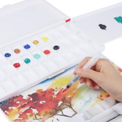 Színkeverő paletta - MEEDEN 33 férőhelyes, légmentesen záródó, fedeles műanyag paletta - Piros fedél