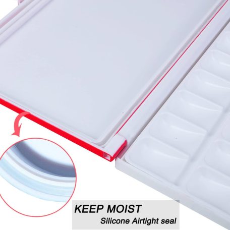 Színkeverő paletta - MEEDEN 33 férőhelyes, légmentesen záródó, fedeles műanyag paletta - Piros fedél