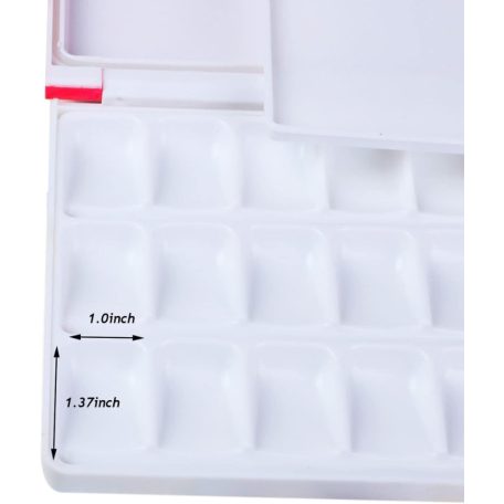 Színkeverő paletta - MEEDEN 33 férőhelyes, légmentesen záródó, fedeles műanyag paletta - Piros fedél