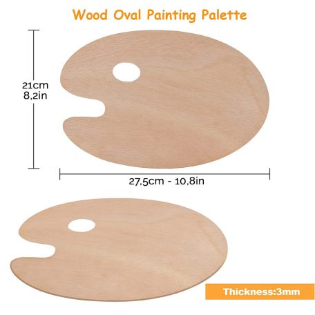 Színkeverő paletta fából, ovális - MEEDEN Wooden Palette 10,8x8,2x0,14 inch - Oval