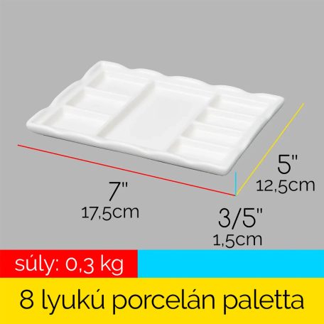 Színkeverő porcelán paletta - MEEDEN 8-Well Ceramic Artist festőpaletta, 17,5 x 12,5 cm