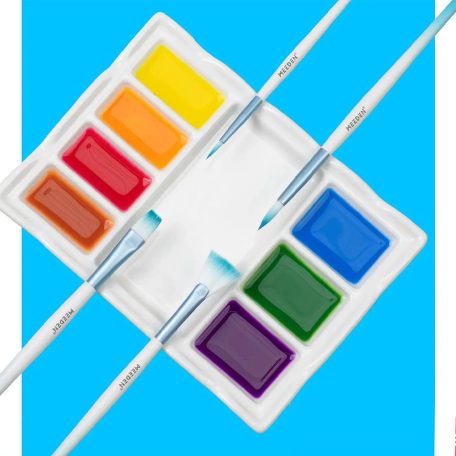 Színkeverő porcelán paletta - MEEDEN 8-Well Ceramic Artist festőpaletta, 17,5 x 12,5 cm