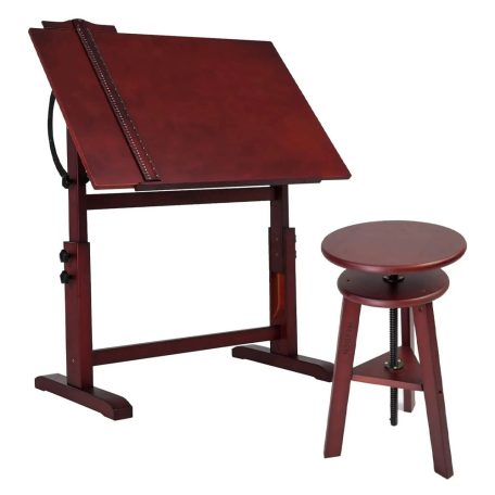 Rajz- és Festőasztal - MEEDEN Vintage Wood Drafting Table, Walnut Color